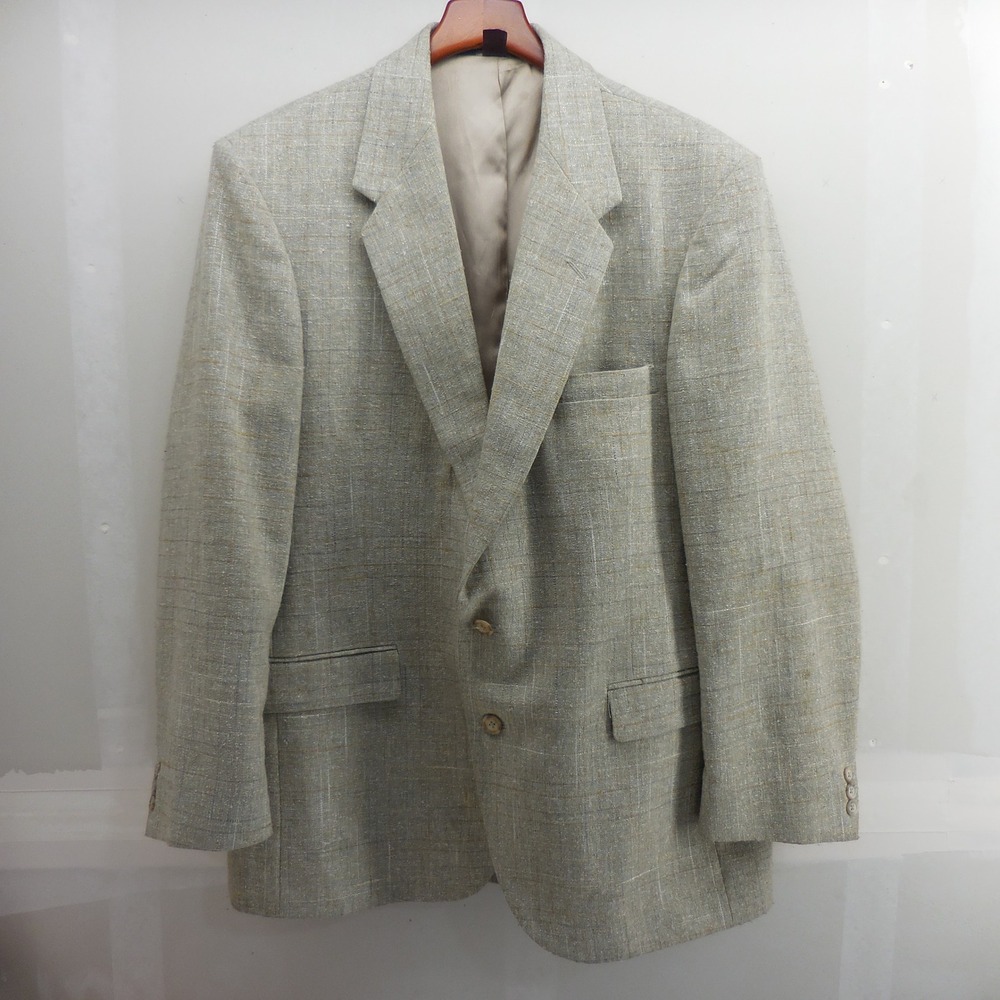 Farah WFF Vintage Mens Blazer 44R Grey Tan Textured Two Button Sport Coat Coat